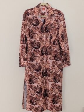Guacari Brown Tropical Leaf Shirt Dress Size Medium